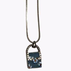 Cool Jewels Retro Blue Jeweled Handbag Purse Pendant Necklace Fashion Jewelry